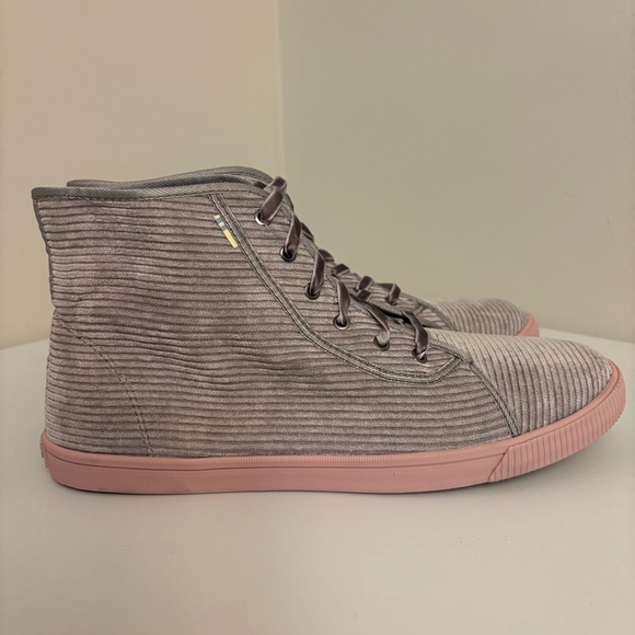 Toms Camarillo Corduroy Shoes Women’s Size 10 Gray High Top Ortholite Sneakers - Picture 2 of 13